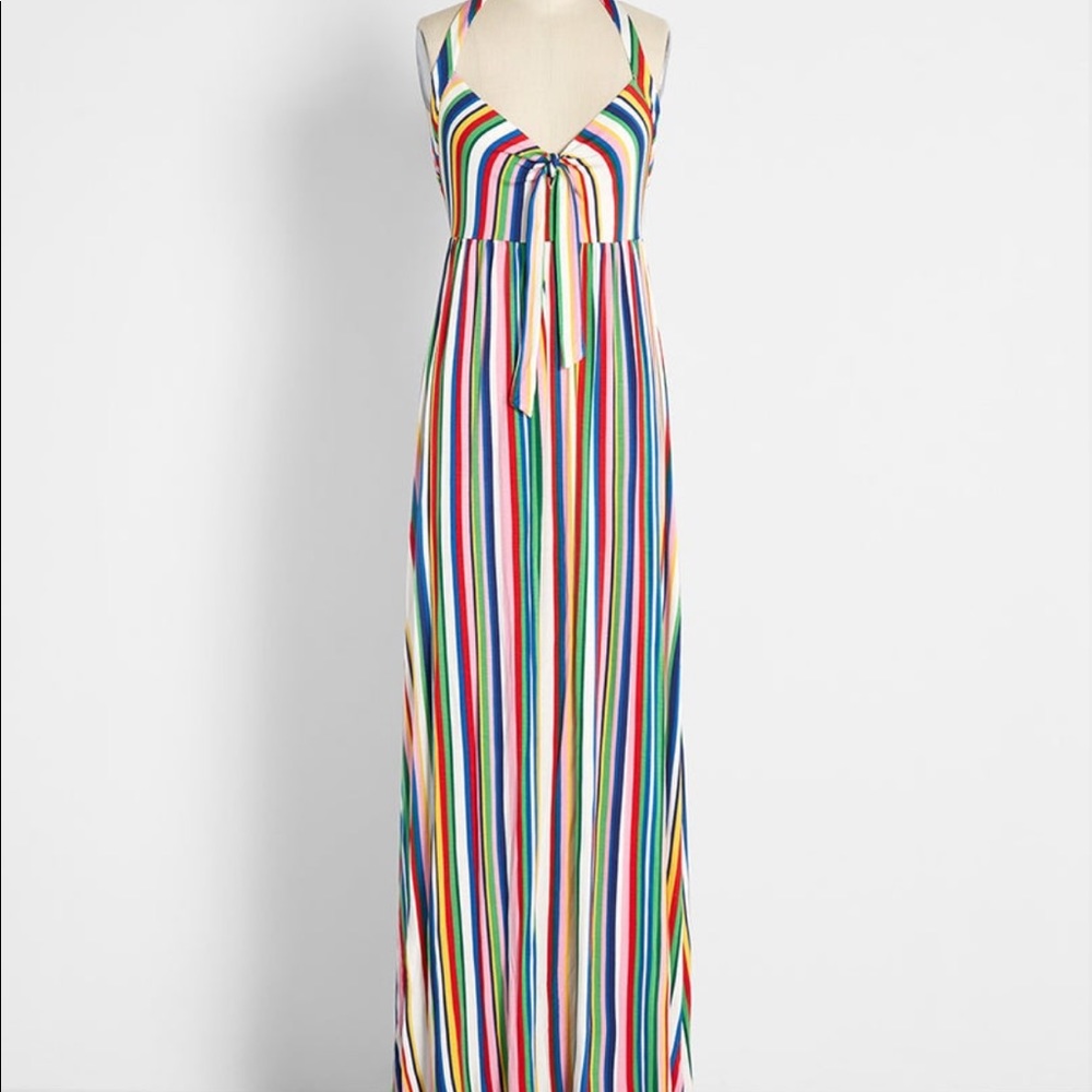 Modcloth Rainbow Striped Maxi Dress